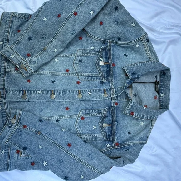 Driftwood Jeans Classic Embroidered Denim Jacket Starry Night Americana Large - Picture 16 of 16
